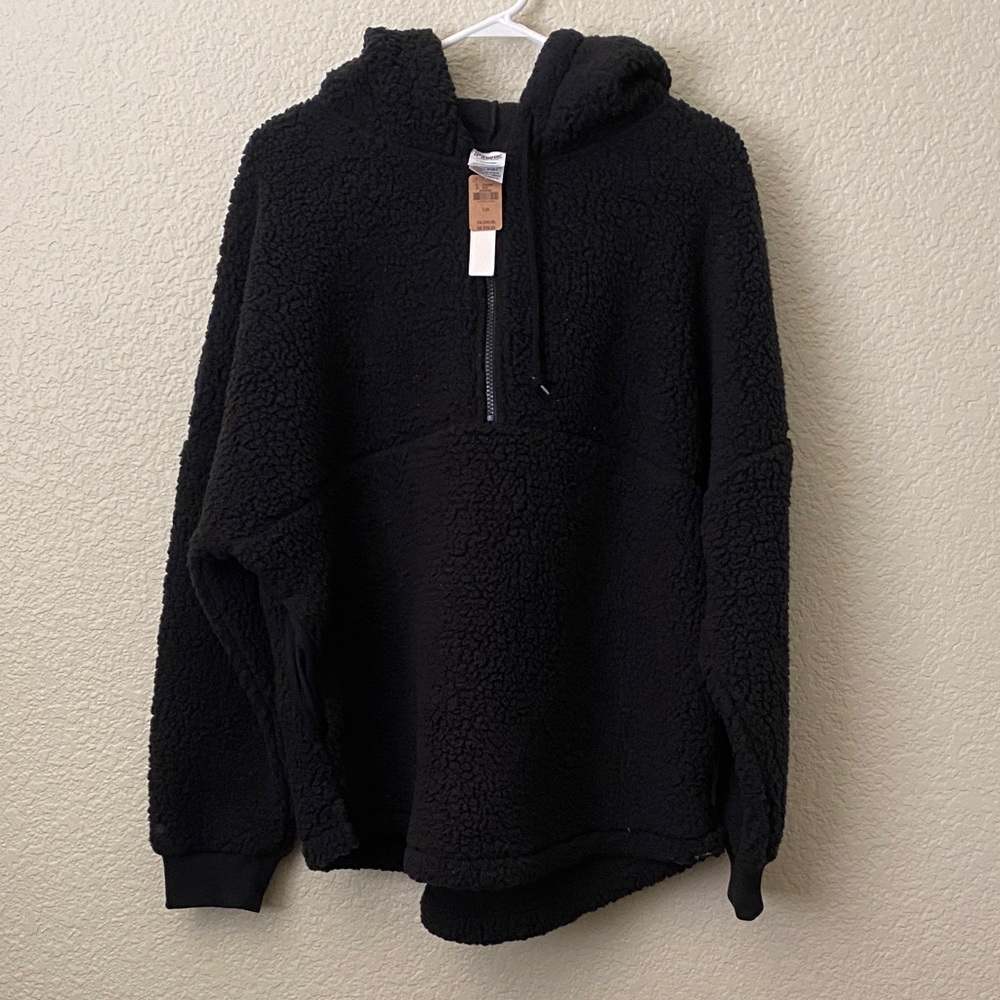 PINK Victoria's Secret Black Sherpa Hoodie